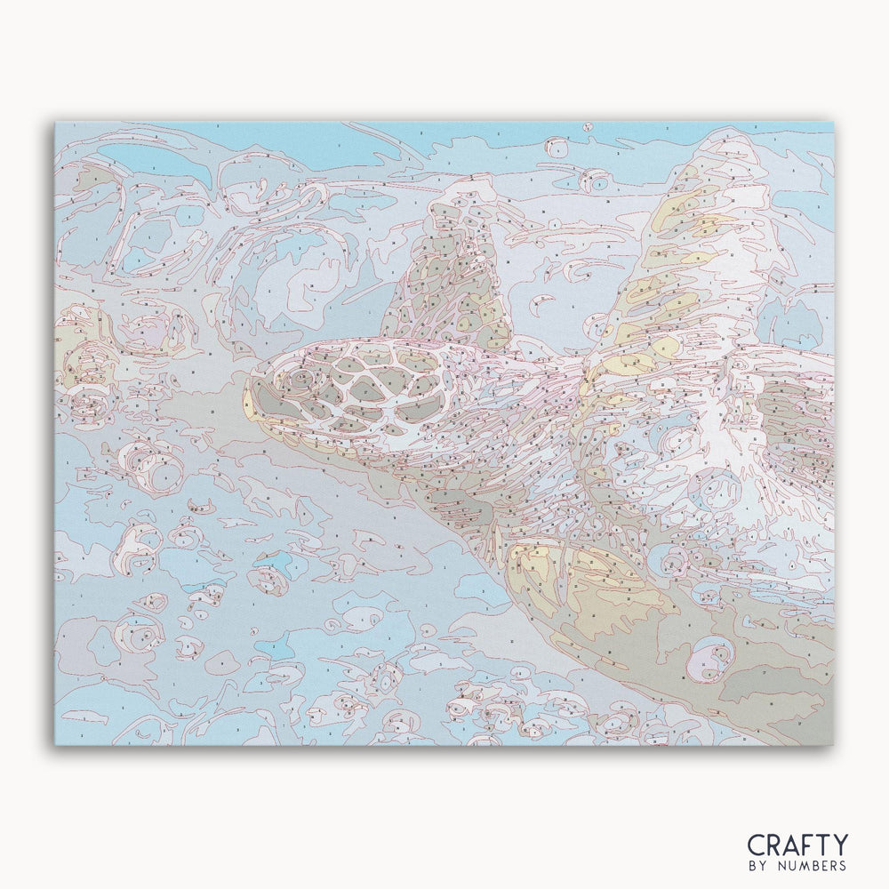 Turtle Hawksbill Sea Paint by Numbers inspired by famous paintings with vibrant colors.