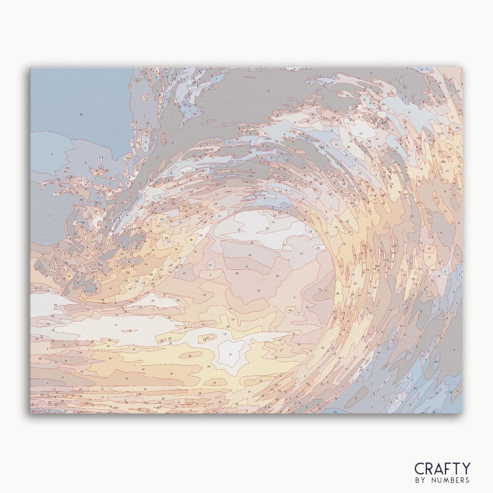 Twilight Sunset Waves paint by numbers kit front cover showing sunset ocean waves