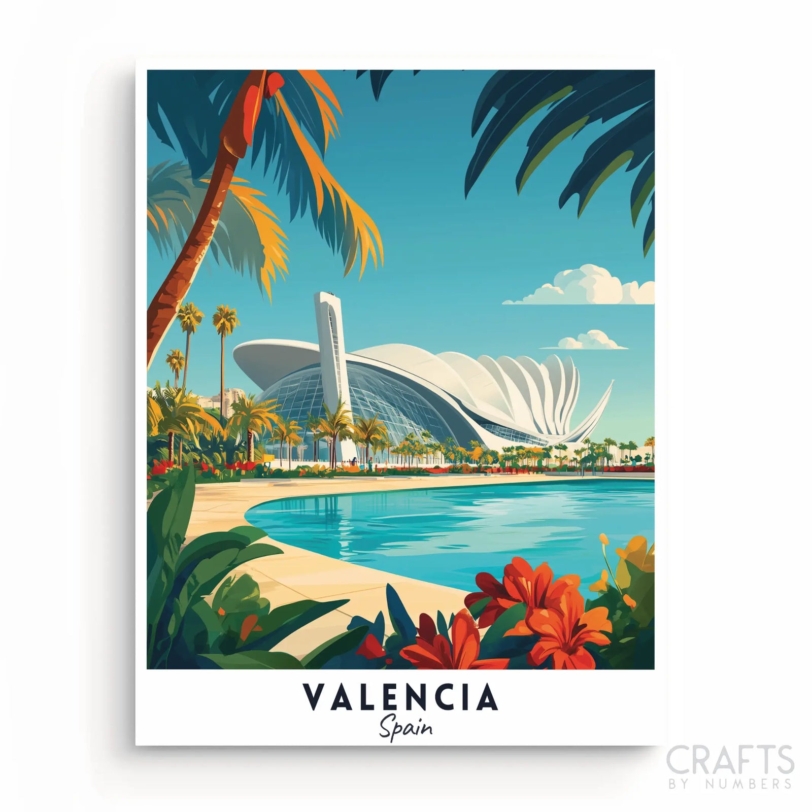 Valencia Travel Poster paint by numbers artwork
