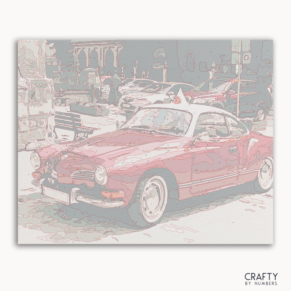 Vintage car with famous paintings background featuring vincent van gogh famous paintings style.