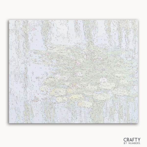 Water Lily Claude Monet paint by numbers kit showing a vibrant famous landscape painting inspired by famous artists paintings.