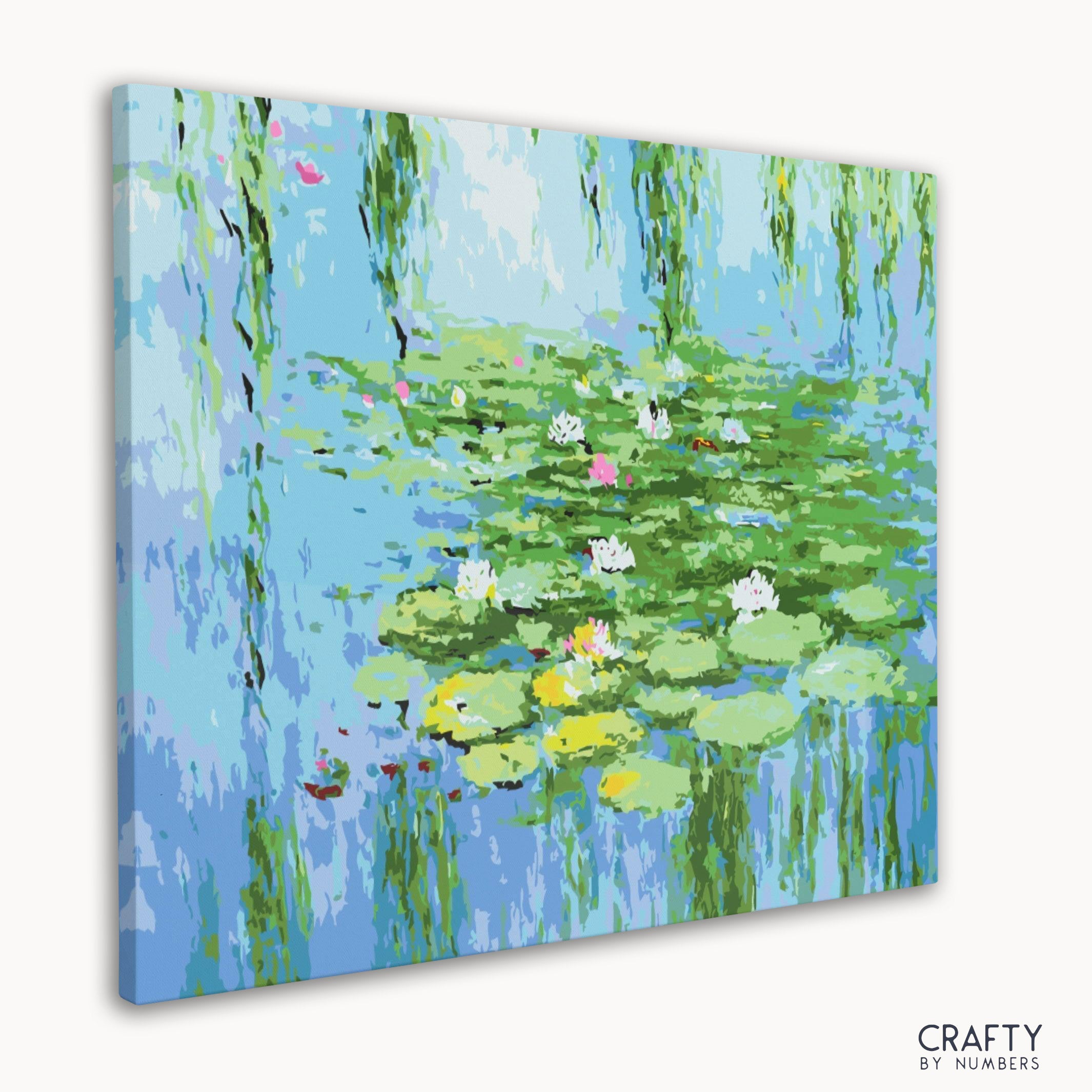 Detailed classic art kit of Water Lily by Claude Monet, a famous flower painting among most famous paintings.