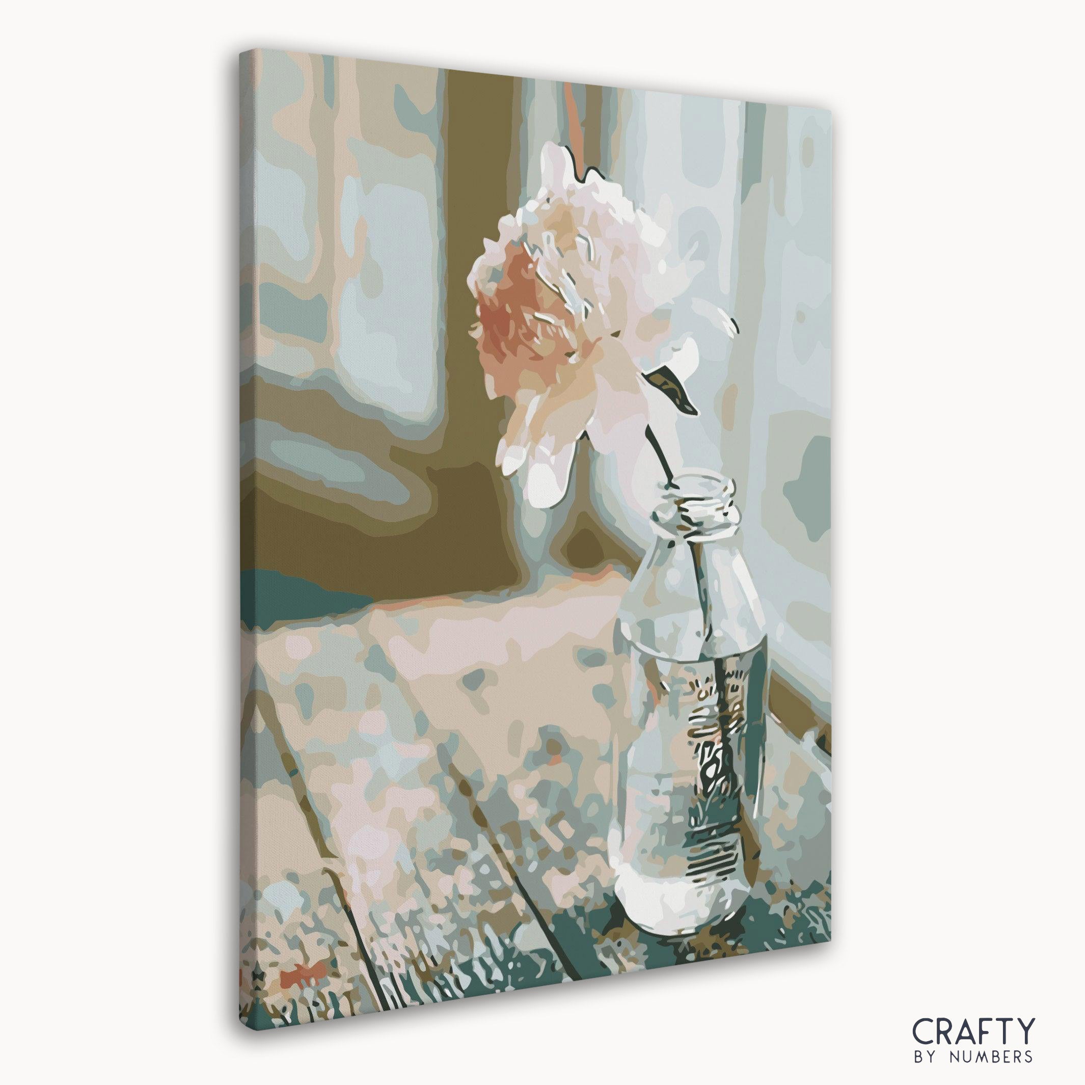 Detailed white flowers with brush strokes reflecting famous landscape paintings and famous still life paintings.