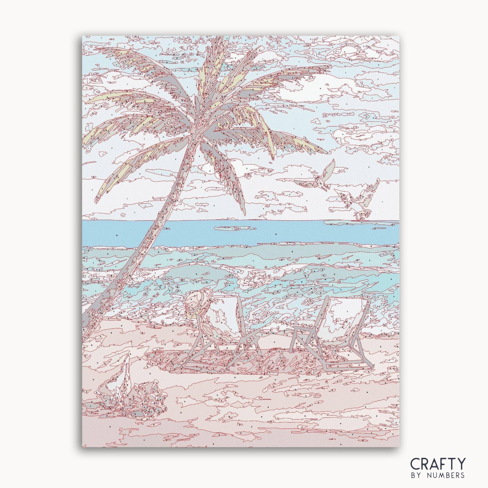 White Sand Sunlounger paint by numbers kit with canvas and paints