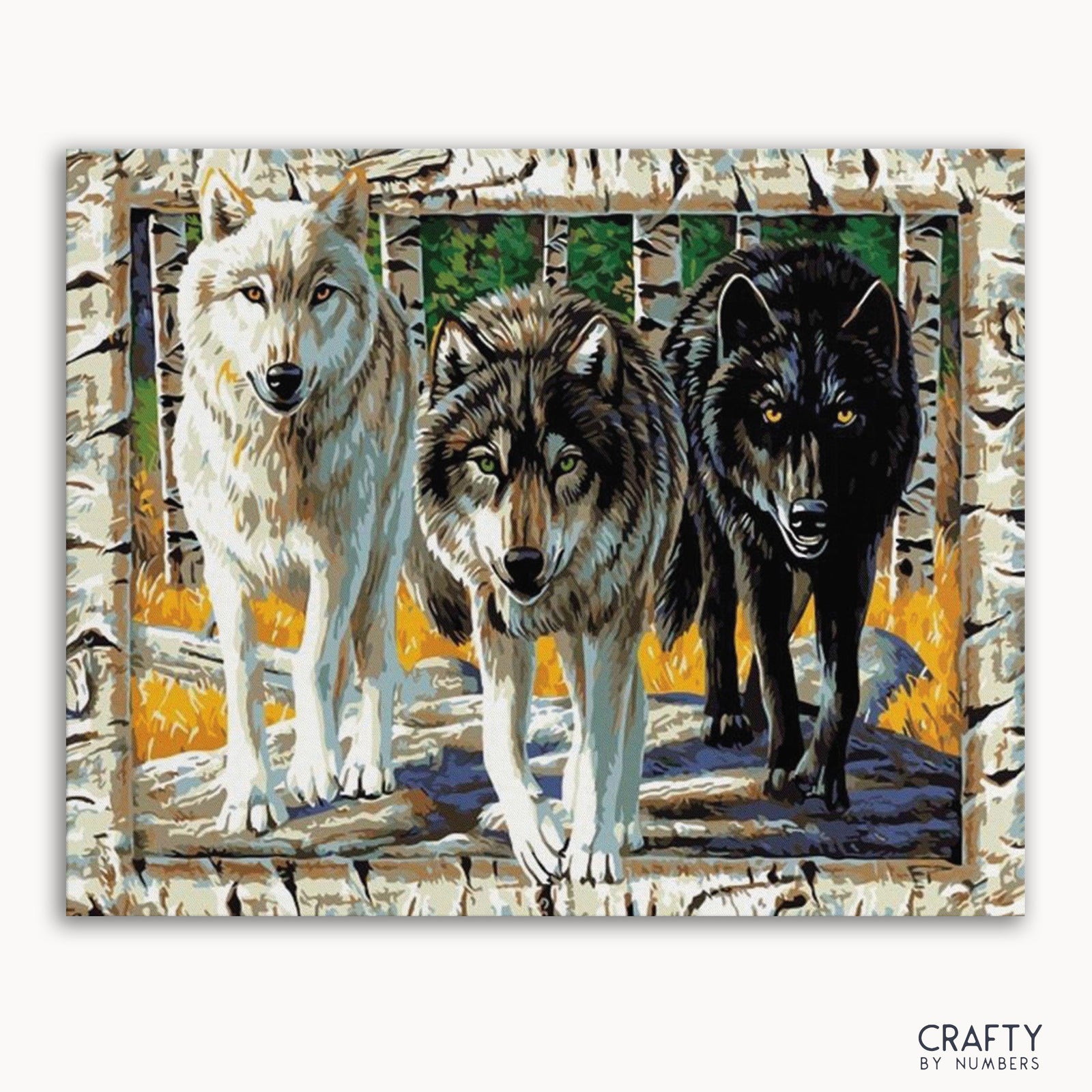 Wolf Friends finished paint by numbers artwork