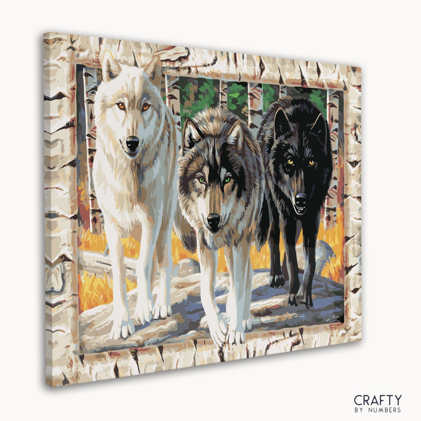Close-up detail of Wolf Friends artwork