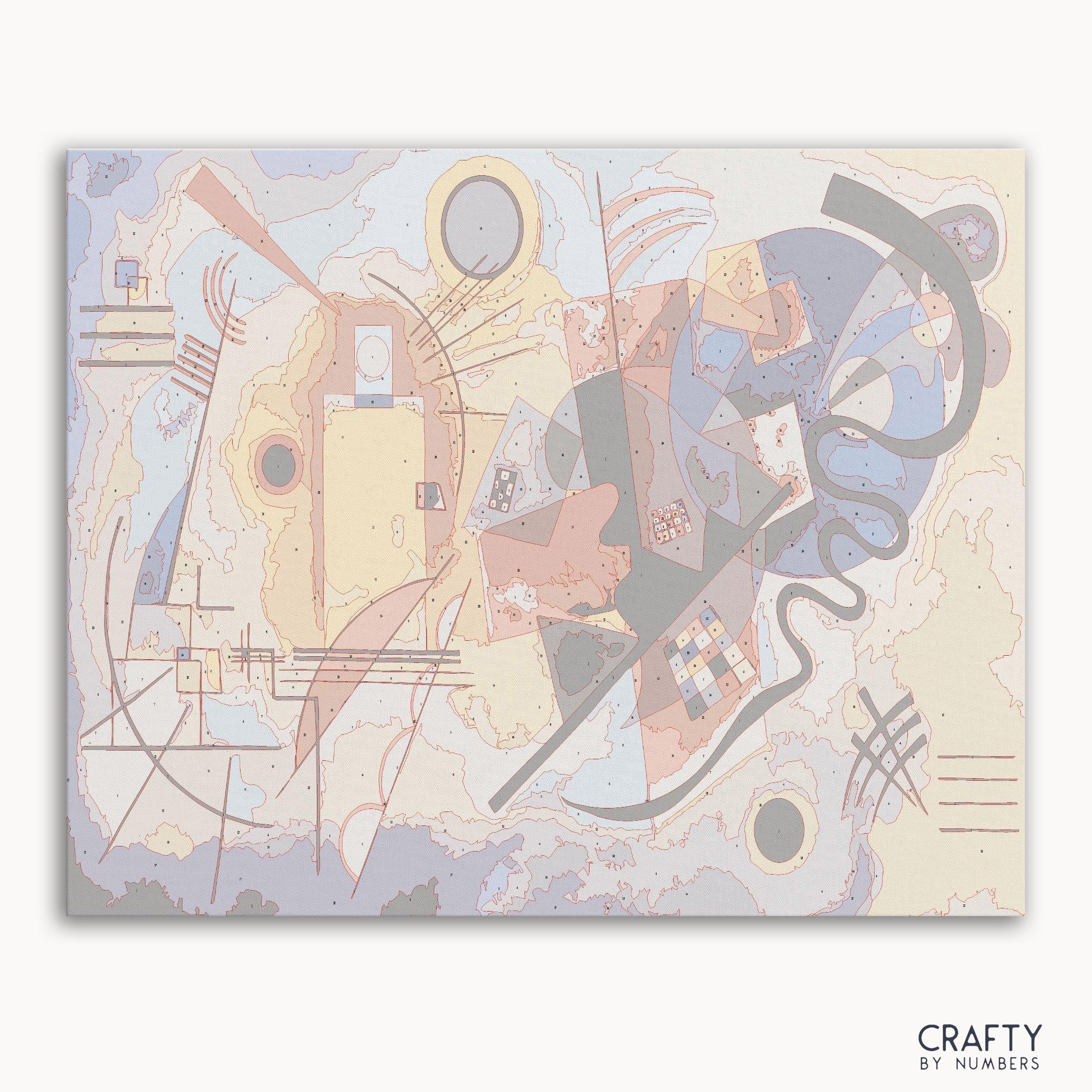 Yellow Red Blue by Wassily Kandinsky paint by numbers kit featuring famous paintings style with vibrant abstract shapes.