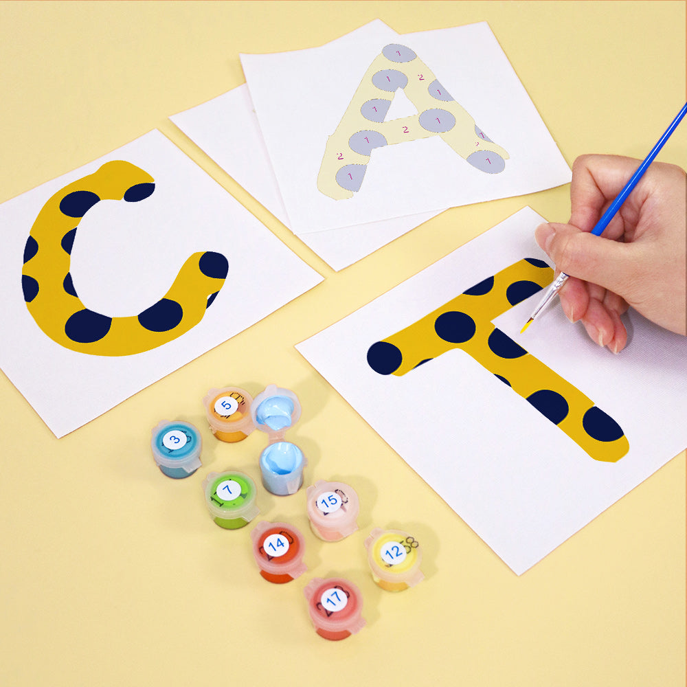 Close-up detail of Zigzag Zest Alphabet letter S showing vibrant zigzag stripes and numbered sections for easy painting