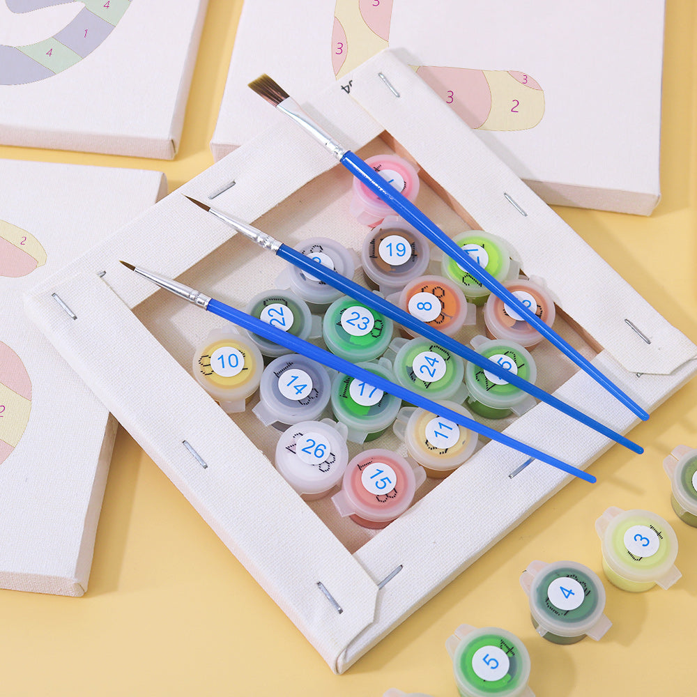 Finished Zigzag Zest Alphabet painting of letter M featuring energetic zigzag patterns in bright contrasting colors