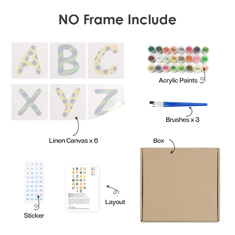 Gros plan de pots de peinture numérotés aux couleurs vives utilisés dans le kit Zigzag Zest Alphabet soigneusement disposés sur une palette