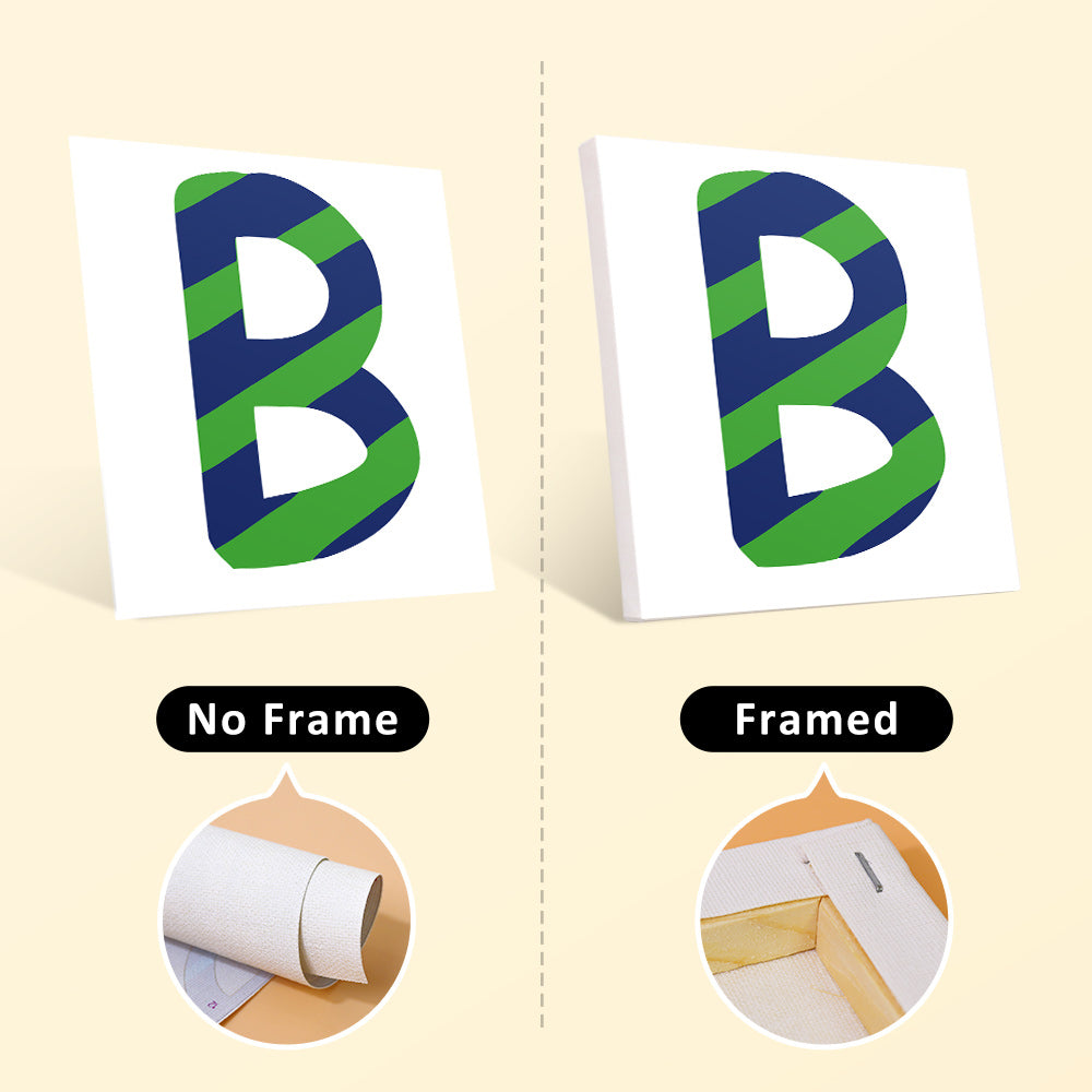 ZIGZAG painting of letter B with frame and no frame
