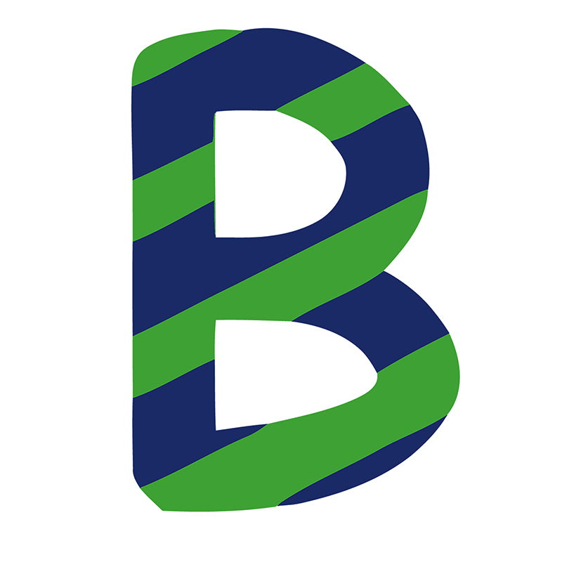 zigzag paint by numbers letter B in glue and green color