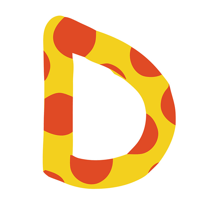 zigzag paint by numbers letter D in yellow and red color