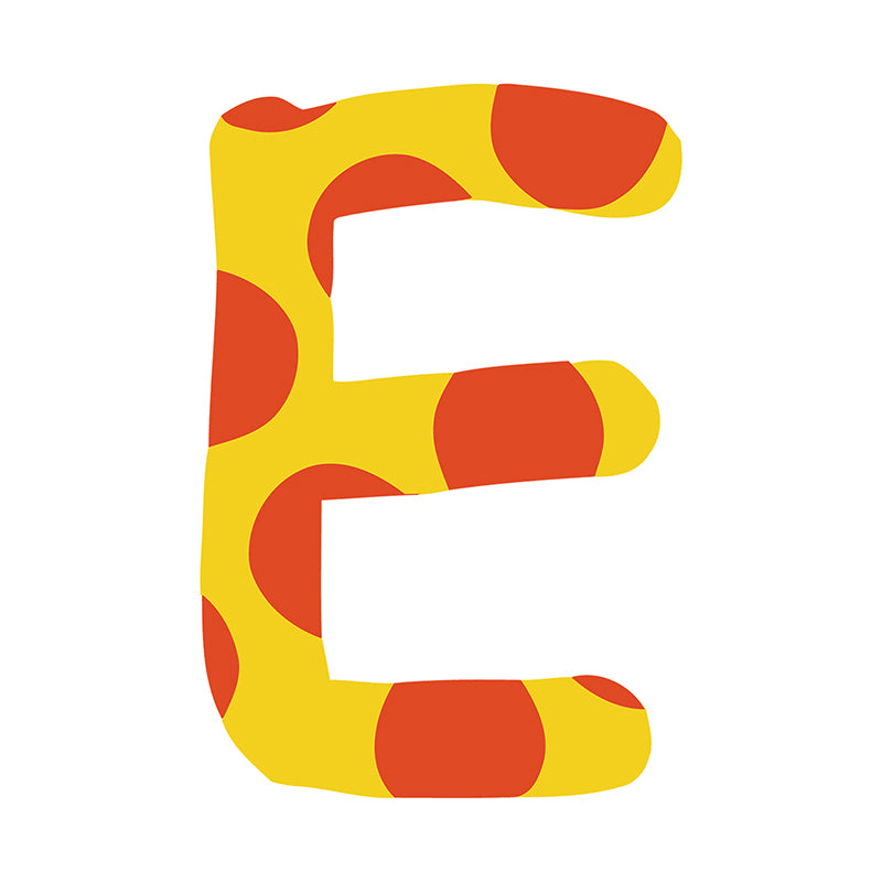 Peinture en zigzag par numéros lettre E de couleur rouge et jaune