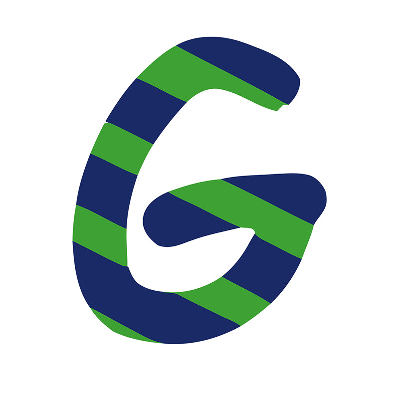 zigzag paint by numbers letter G in glue and green color