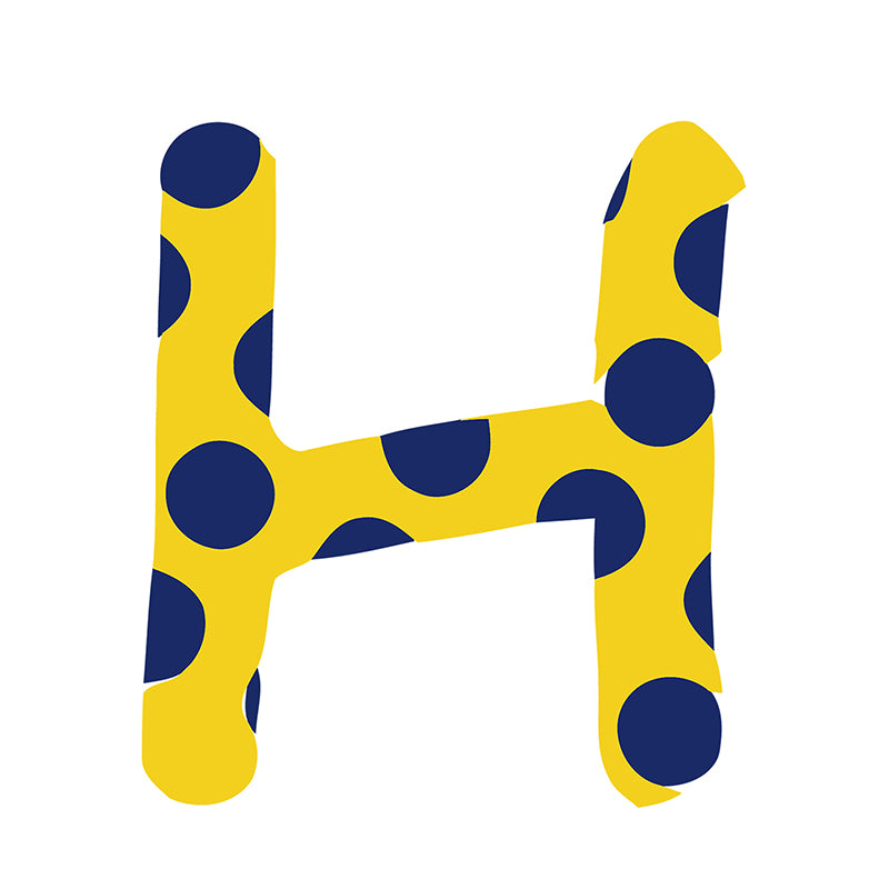 zigzag paint by numbers letter H in yellow and blue color