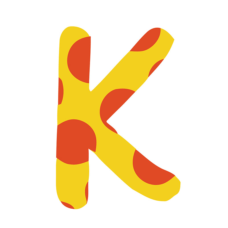 zigzag paint by numbers letter K in red and yellow color