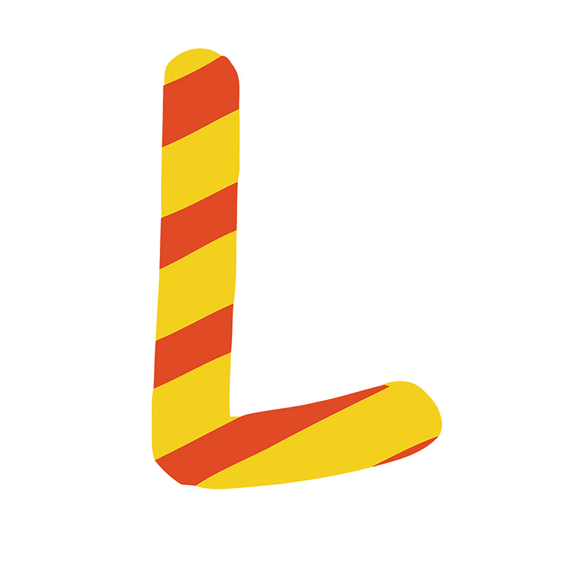 Peinture en zigzag par numéros lettre L de couleur rouge et jaune