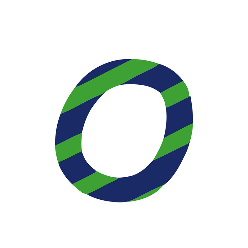Peinture en zigzag par numéros lettre O de couleur bleue et verte