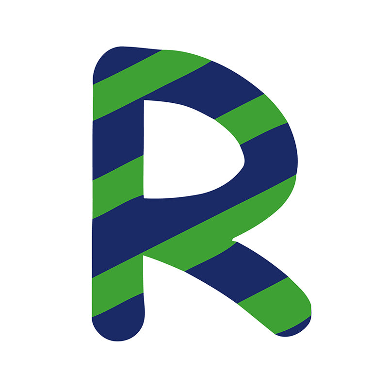 Peinture en zigzag par numéros lettre R en bleu et vert