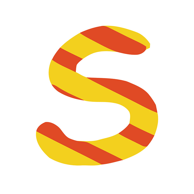 Peinture en zigzag par chiffres lettre S de couleur rouge et jaune
