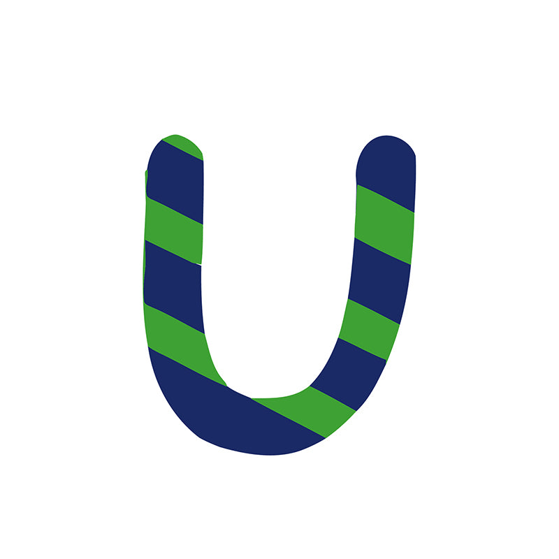 zigzag paint by numbers letter U in blue and green