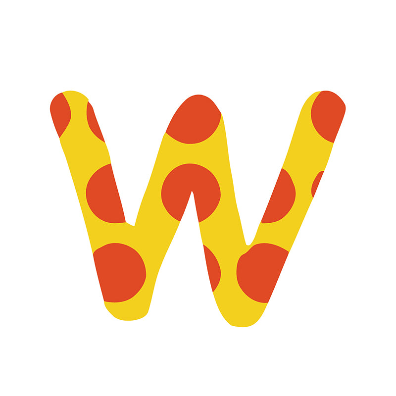 zigzag paint by numbers letter W in red and yellow color