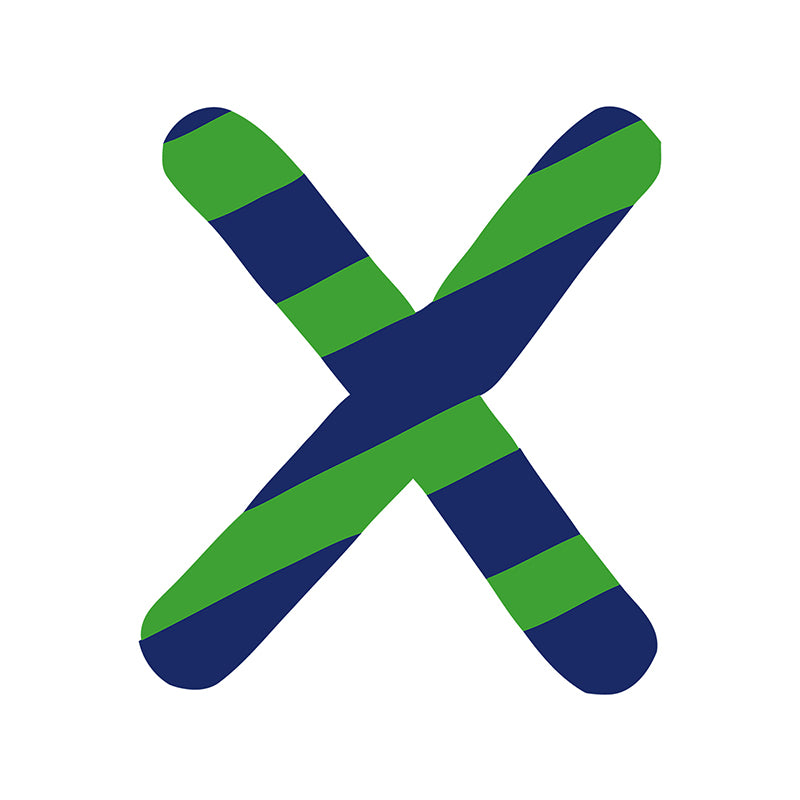 Peinture en zigzag par chiffres lettre X de couleur verte et bleue