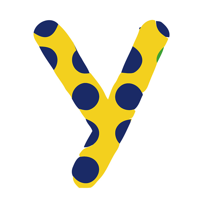 zigzag paint by numbers letter Y in blue and yellow color