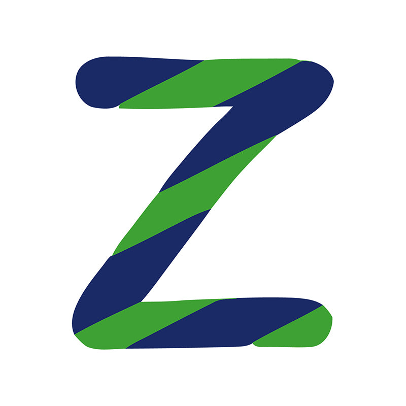 Peinture en zigzag par chiffres lettre Z en bleu et vert