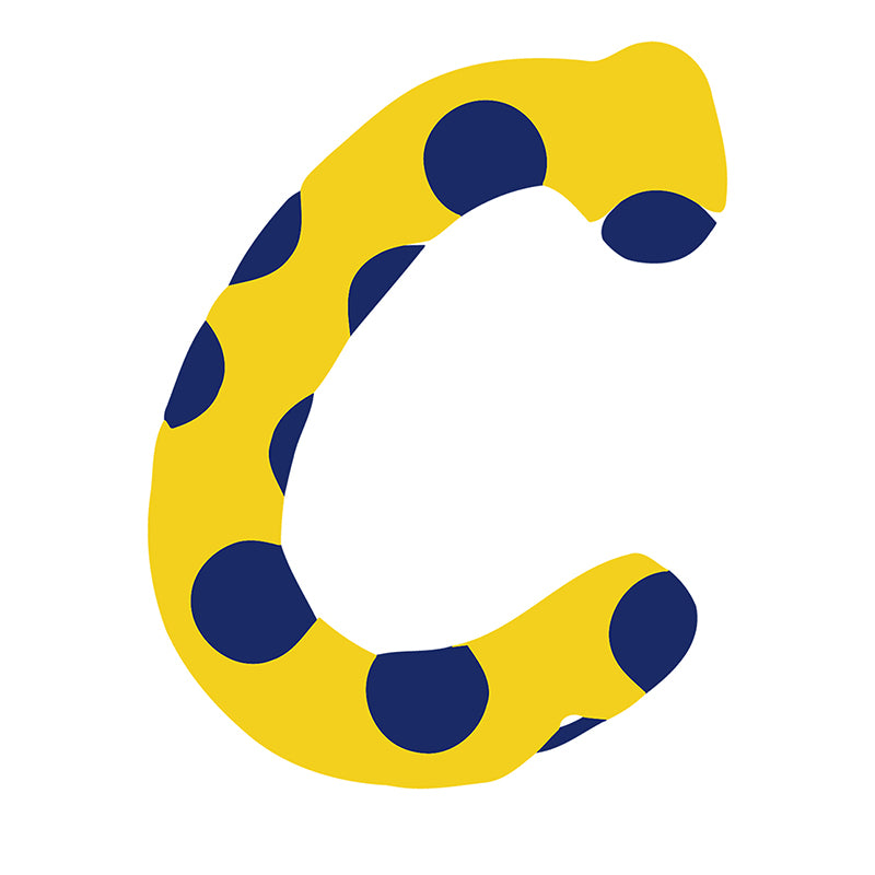 Peinture en zigzag par numéros lettre c de couleur jaune et bleue