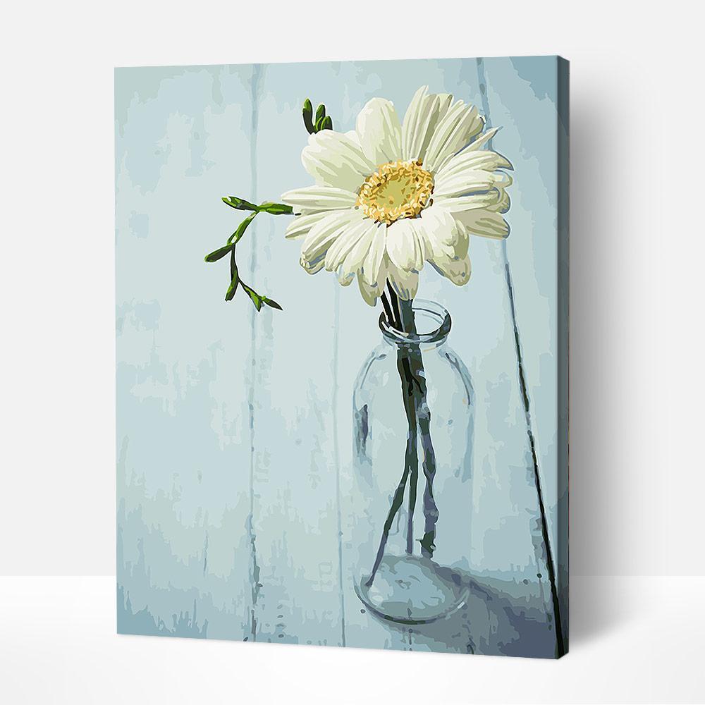Kit de toile de fleurs DIY pour débutants comprenant une œuvre d'art à une seule fleur.