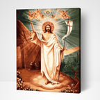 Vibrant Risen Christ paint by number reflecting the style of van gogh famous paintings and famous landscape paintings.