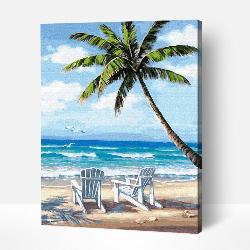 Atemberaubende Paradise Beach-Malen-nach-Zahlen-Szene, die Strandschönheit mit berühmten Gemälden von Frauenstilen und den Top 10 der berühmten Picasso-Gemälde als Inspiration verbindet.