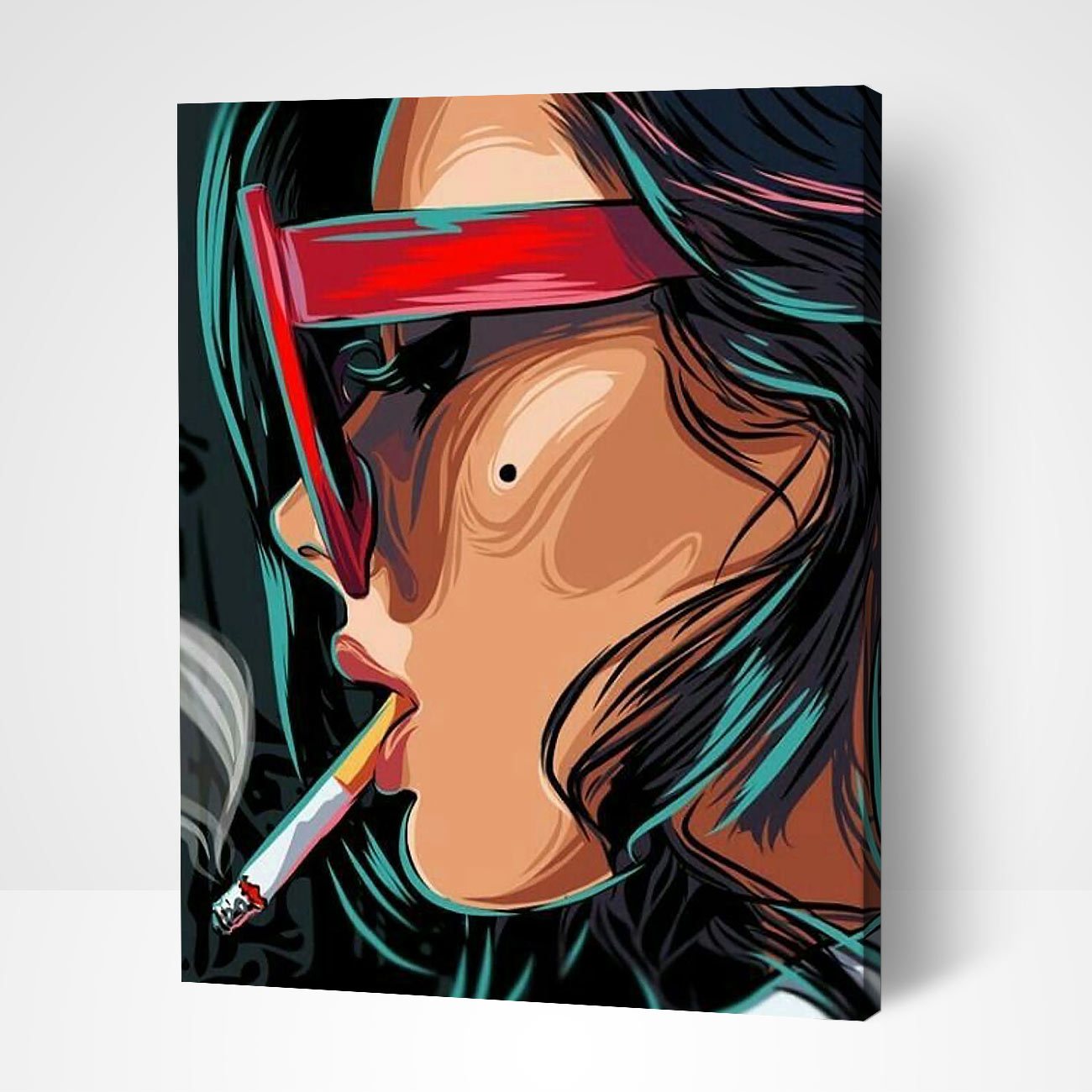 Colorful Smoking Woman Pop Art paint by number with a modern twist, connected to top 10 picasso famous paintings and pablo picasso famous paintings.