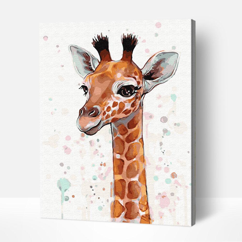 Baby Giraffe numbered canvas before painting