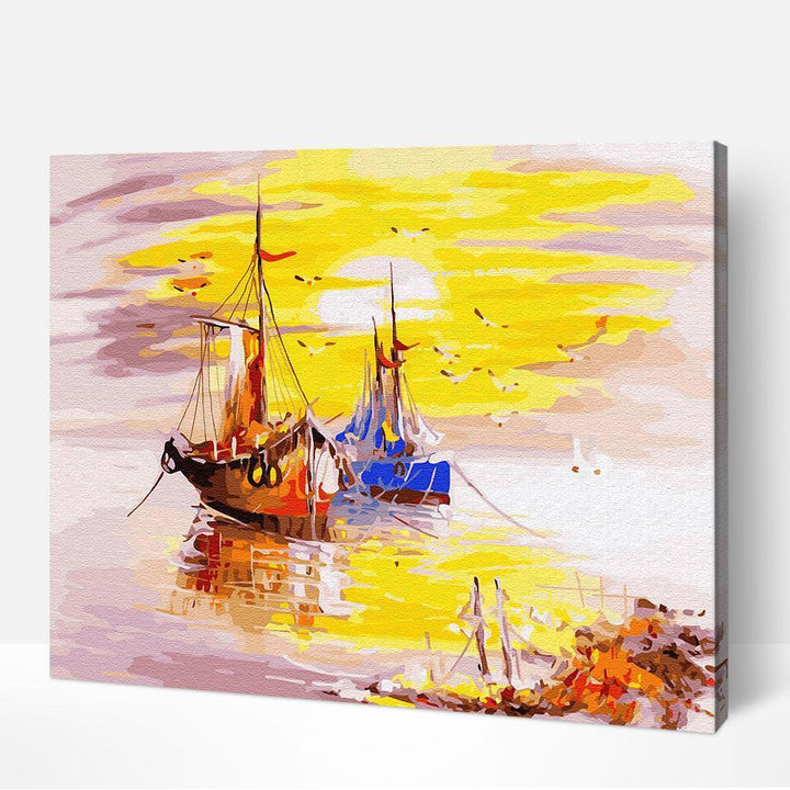 Boats at Sunset, Paint by Numbers, Crafty by Numbers