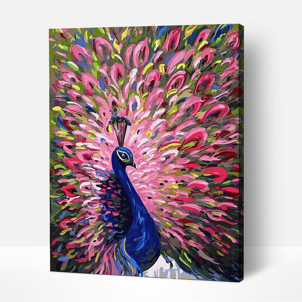 Magnificent Peacock numbered canvas before painting