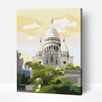 The Sacre Coeur Basilica paint by number showcasing colors reminiscent of famous artists paintings and famous art paintings.