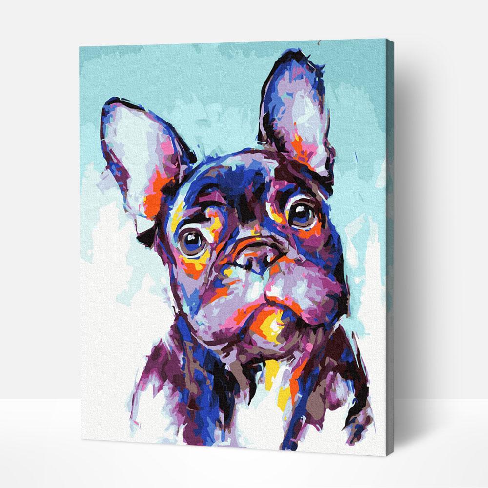 French Bulldog numbered canvas before painting