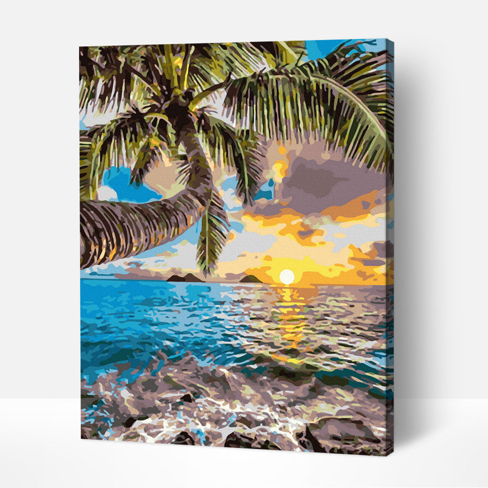 Paint brushes included in Hawaiian Dawn paint by numbers kit