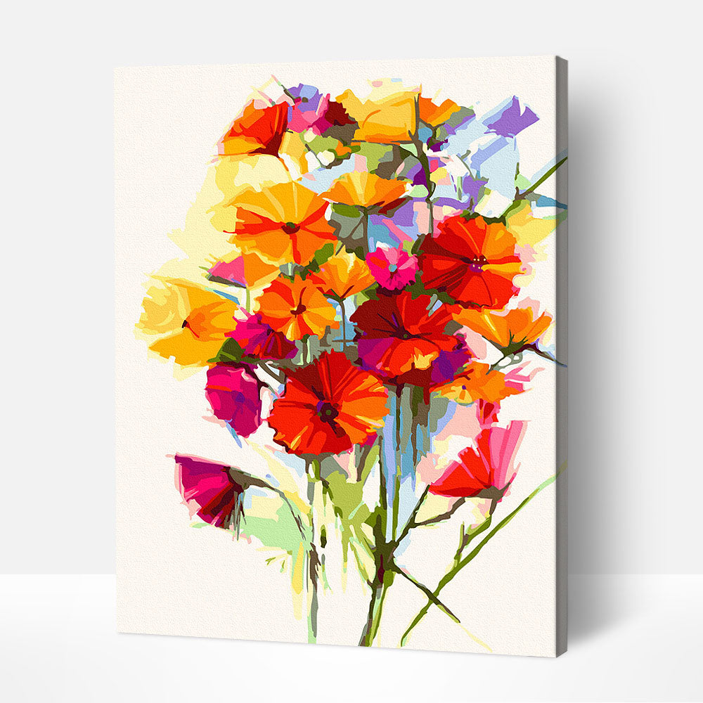 Watercolor Bouquet numbered canvas before painting