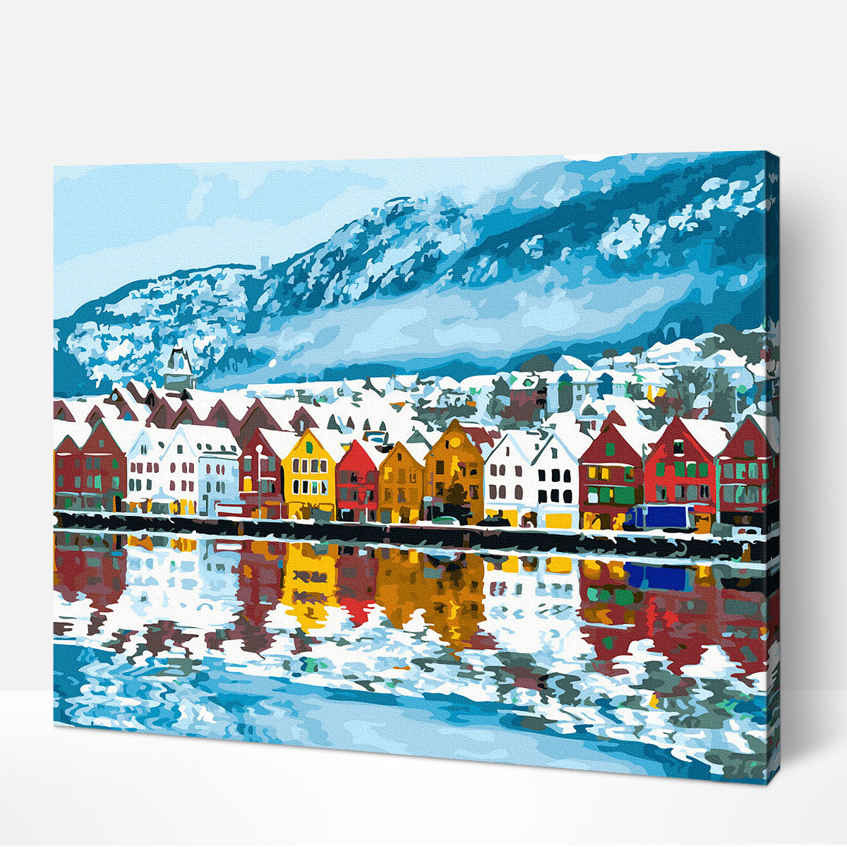 Malen-nach-Zahlen-Set für die Stadt Brügge Bergen für Erwachsene und Anfänger.