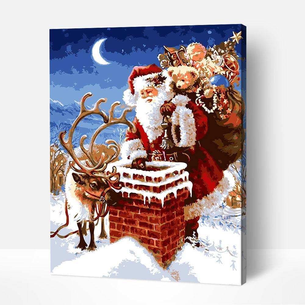 Colorful Santa’s Gifts paint by number incorporating elements from most famous paintings and famous abstract paintings.