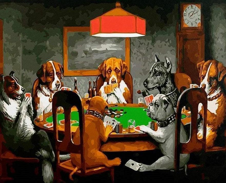 A Friend in Need Dogs Playing Poker numbered canvas ready for painting