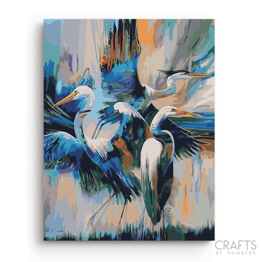 Abstract Crane Birds - Crafty By Numbers - Paint by Numbers - Paint by Numbers for Adults - Painting - Canvas - Custom Paint by Numbers