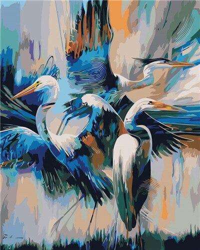 Pájaros grulla abstractos - Astuto por números - Pintura por números - Pintura por números para adultos - Pintura - Lienzo - Pintura personalizada por números