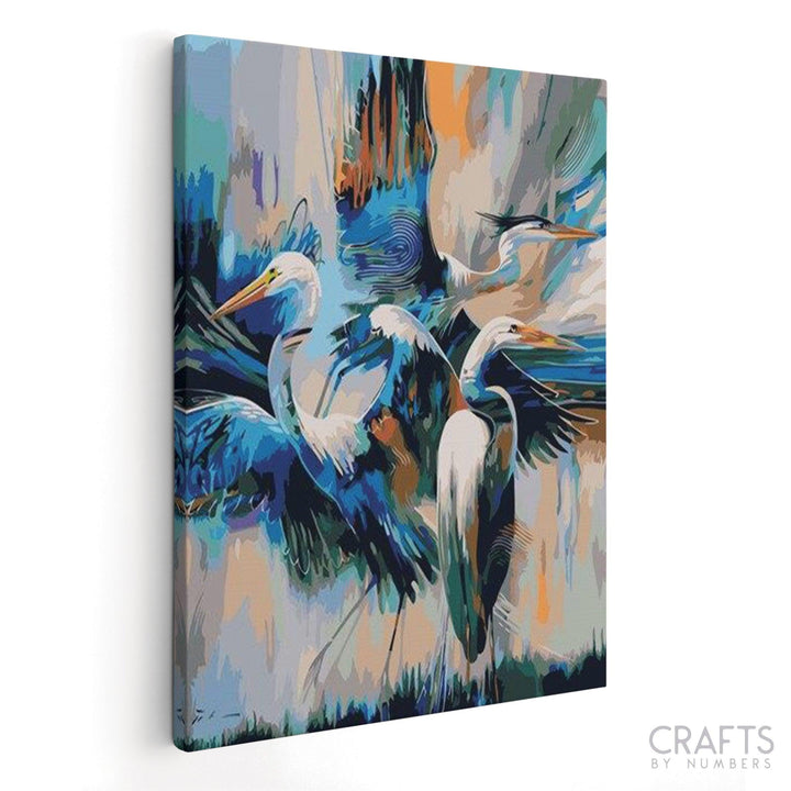 Abstract Crane Birds - Crafty By Numbers - Paint by Numbers - Paint by Numbers for Adults - Painting - Canvas - Custom Paint by Numbers