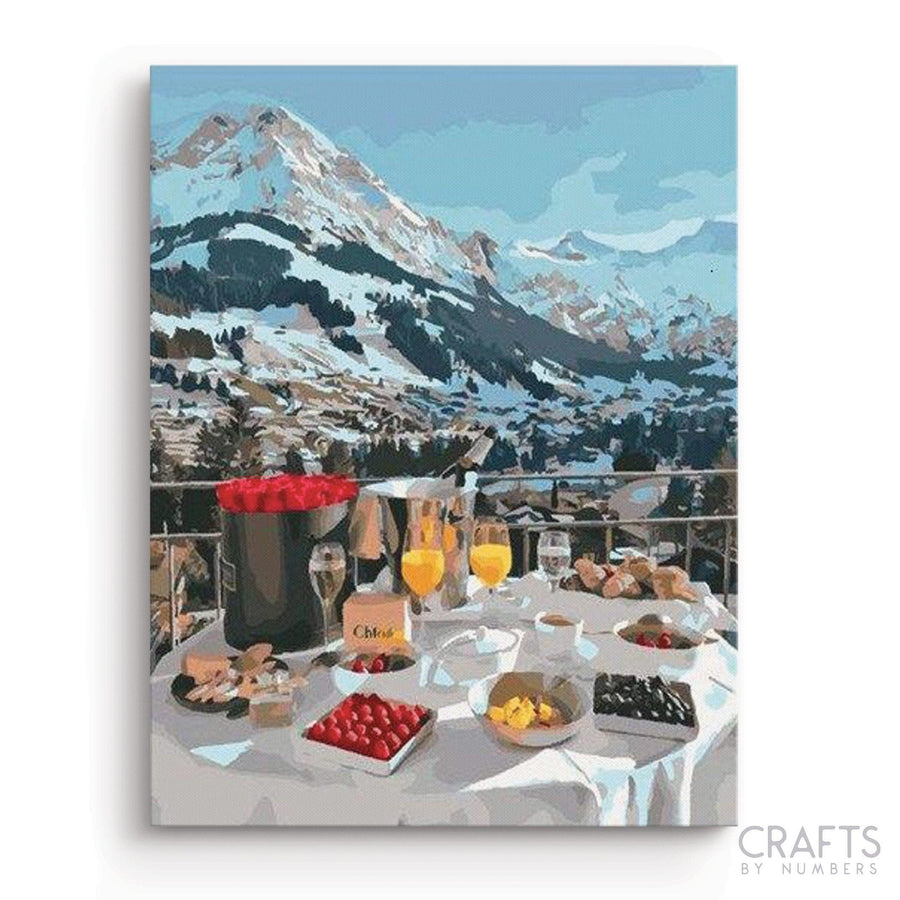 Alps Mountains Breakfast - Crafty By Numbers - Paint by Numbers - Paint by Numbers for Adults - Painting - Canvas - Custom Paint by Numbers