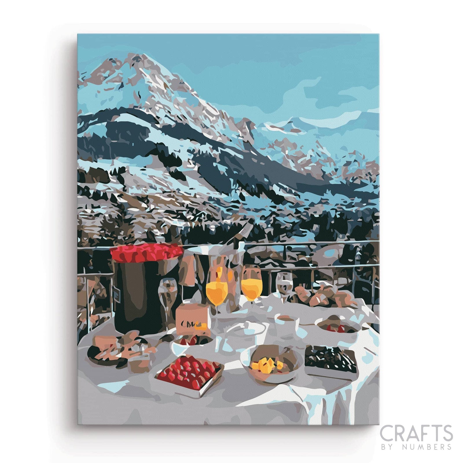 Alpen Berge Frühstück – Crafty By Numbers – Malen nach Zahlen – Malen nach Zahlen für Erwachsene – Gemälde – Leinwand – individuelles Malen nach Zahlen